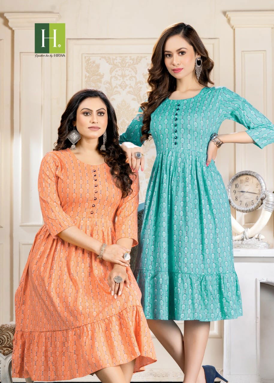 Hirwa Kiara Regular Wear Wholesale Printed  Designer Kurtis
